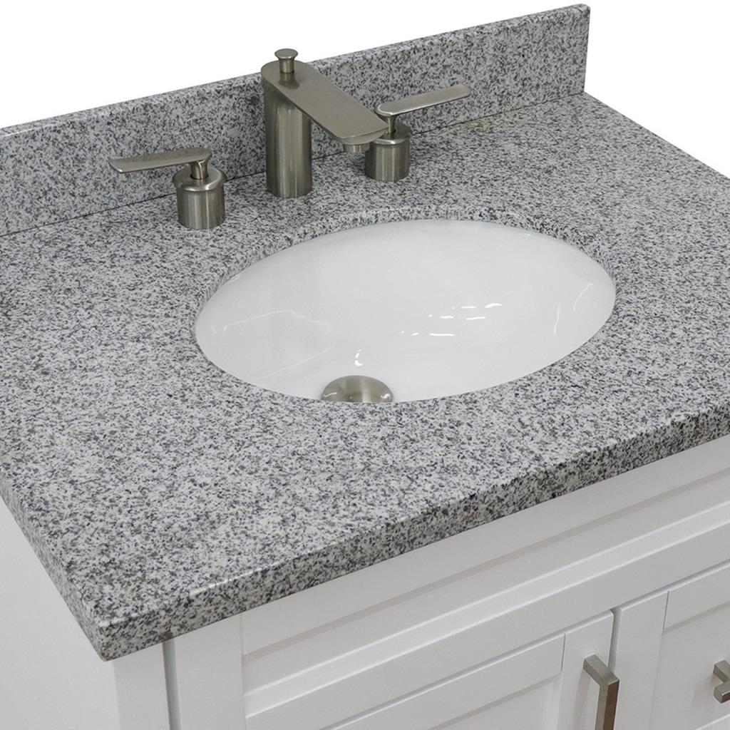Bellaterra Home, Terni 31" White Vanity, Oval Sink, Gray Granite#top-options_gray-granite-top