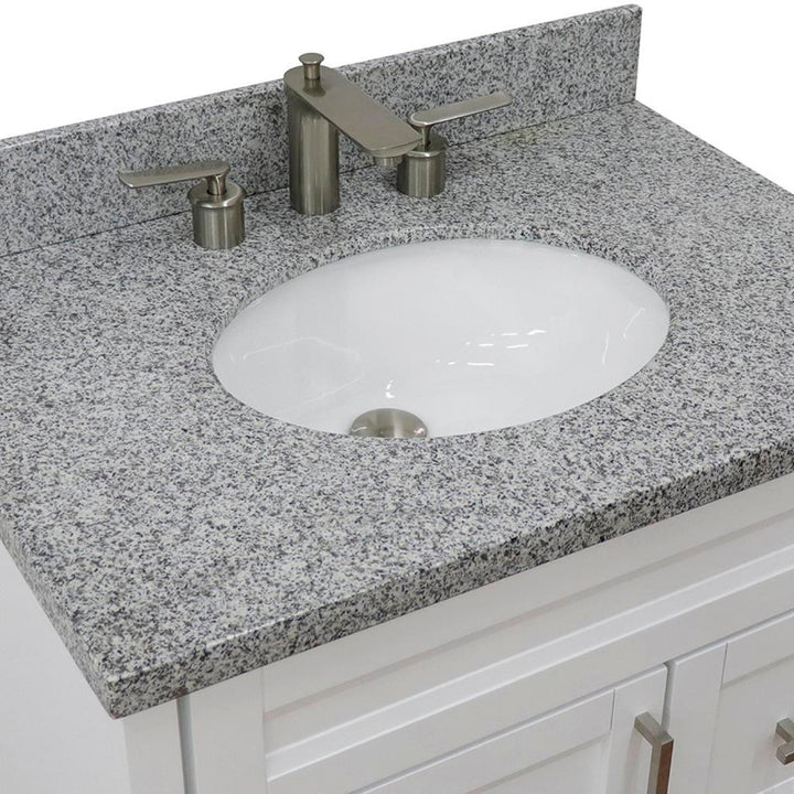 Bellaterra Home, Terni 31" White Vanity, Oval Sink, Gray Granite#top-options_gray-granite-top