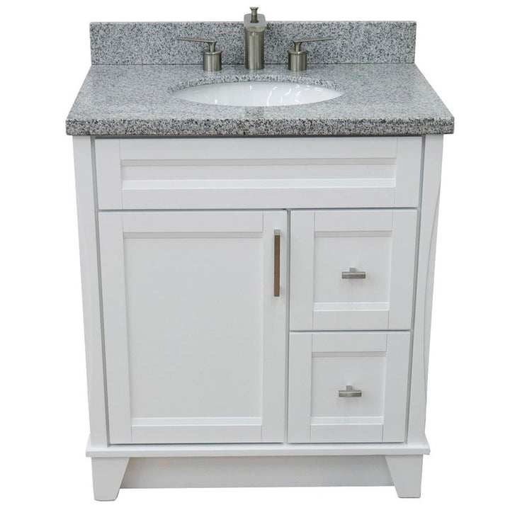 Bellaterra Home, Terni 31" White Vanity, Oval Sink, Gray Granite#top-options_gray-granite-top