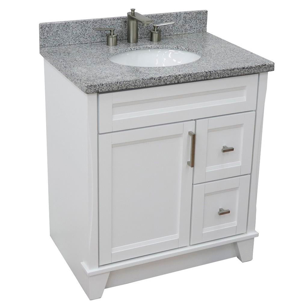 Bellaterra Home, Terni 31" White Vanity, Oval Sink, Gray Granite#top-options_gray-granite-top