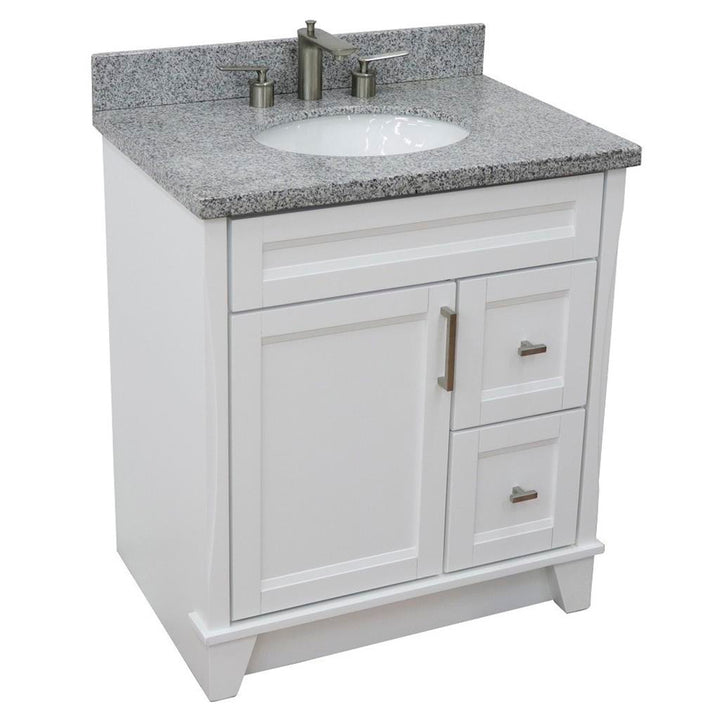 Bellaterra Home, Terni 31" White Vanity, Oval Sink, Gray Granite#top-options_gray-granite-top