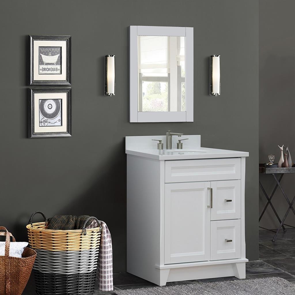 Bellaterra Home, Terni 31" White Vanity, Oval Sink, White Quartz#top-options_white-quartz-top