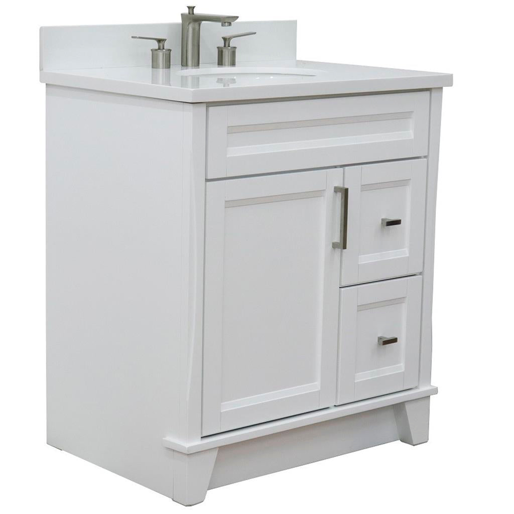 Bellaterra Home, Terni 31" White Vanity, Oval Sink, White Quartz#top-options_white-quartz-top