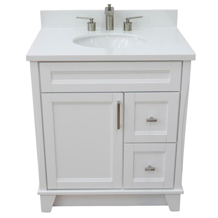 Bellaterra Home, Terni 31" White Vanity, Oval Sink, White Quartz#top-options_white-quartz-top