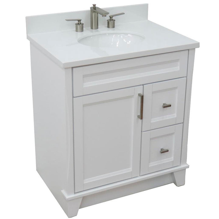 Bellaterra Home, Terni 31" White Vanity, Oval Sink, White Quartz#top-options_white-quartz-top