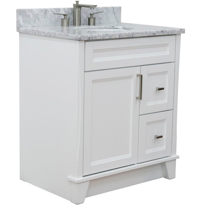 Bellaterra Home, Terni 31" White Vanity, Oval Sink, White Carrara Marble#top-options_white-carrara-marble-top