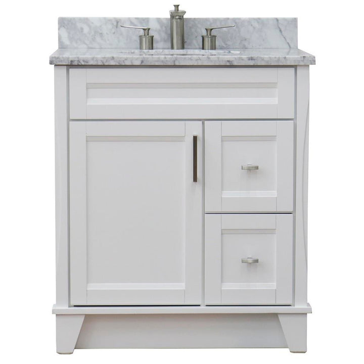 Bellaterra Home, Terni 31" White Vanity, Oval Sink, White Carrara Marble#top-options_white-carrara-marble-top