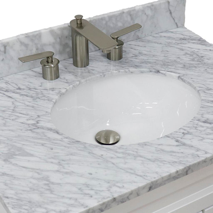 Bellaterra Home, Terni 31" White Vanity, Oval Sink, White Carrara Marble#top-options_white-carrara-marble-top