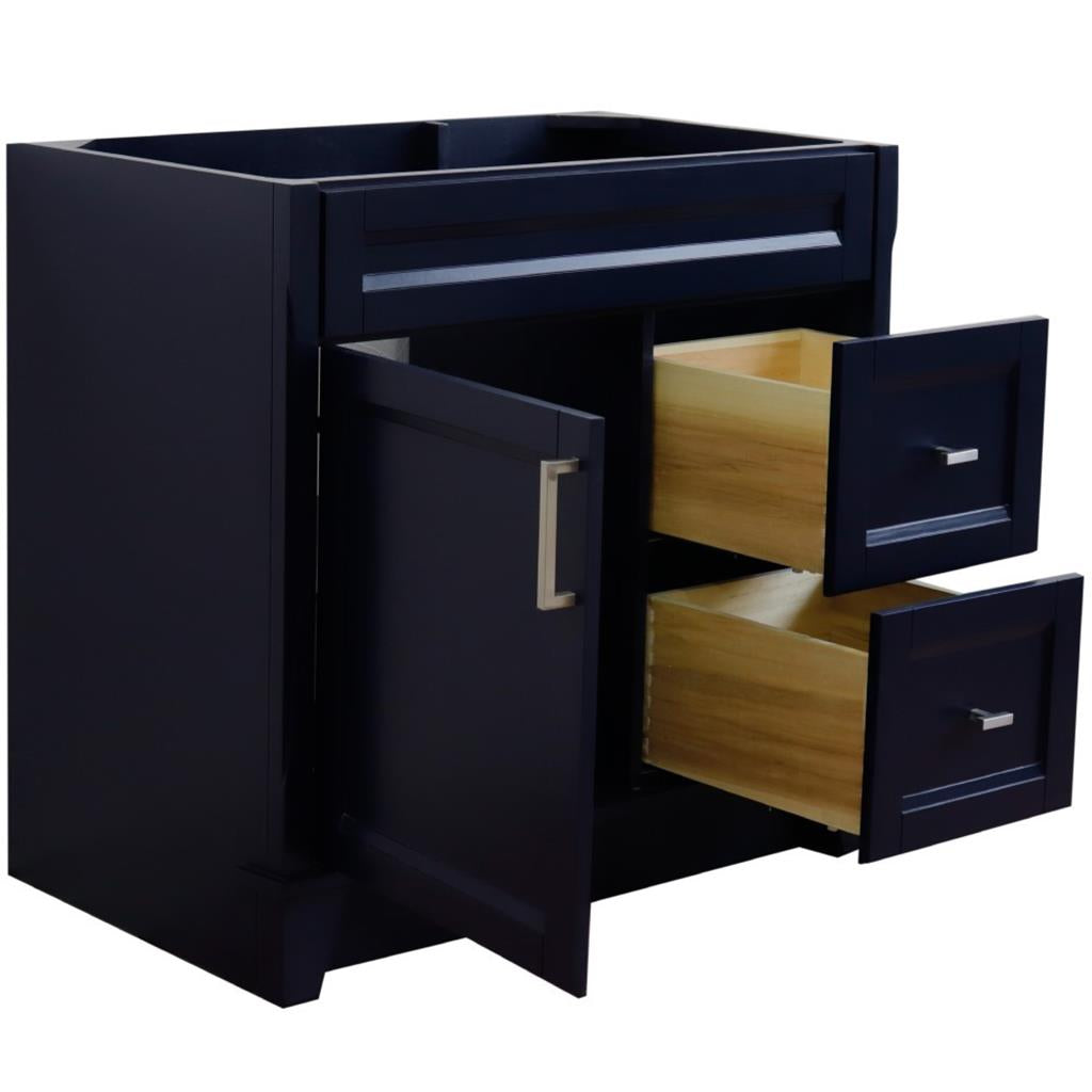 Bellaterra Home, Terni 36" Blue Vanity, Door on Left, Cabinet Only, Cabinet Only (No Top)#top-options_cabinet-only-(no-top)-top