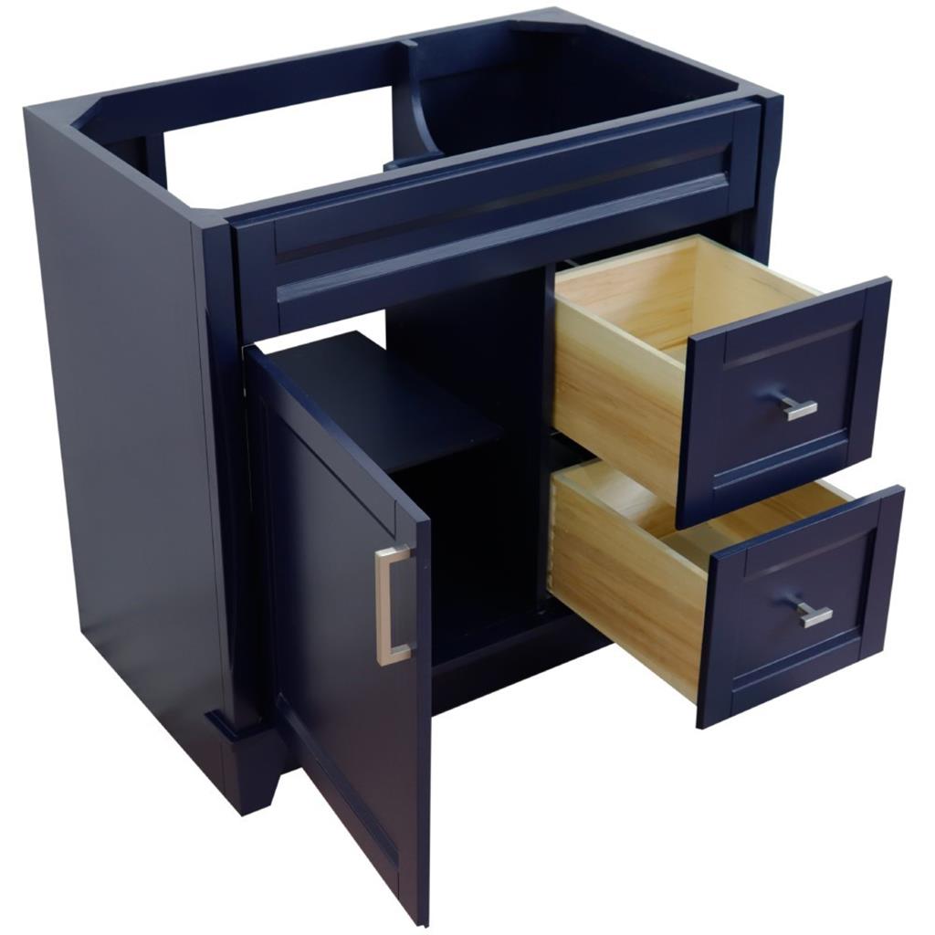 Bellaterra Home, Terni 36" Blue Vanity, Door on Left, Cabinet Only, Cabinet Only (No Top)#top-options_cabinet-only-(no-top)-top