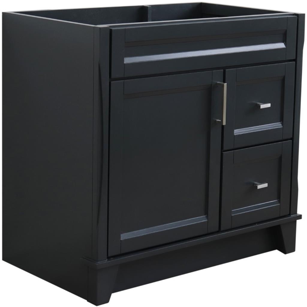 Bellaterra Home, Terni 36" Dark Gray Vanity, Door on Left, Cabinet Only, Cabinet Only (No Top)#top-options_cabinet-only-(no-top)-top