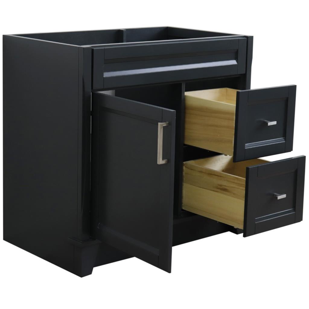 Bellaterra Home, Terni 36" Dark Gray Vanity, Door on Left, Cabinet Only, Cabinet Only (No Top)#top-options_cabinet-only-(no-top)-top
