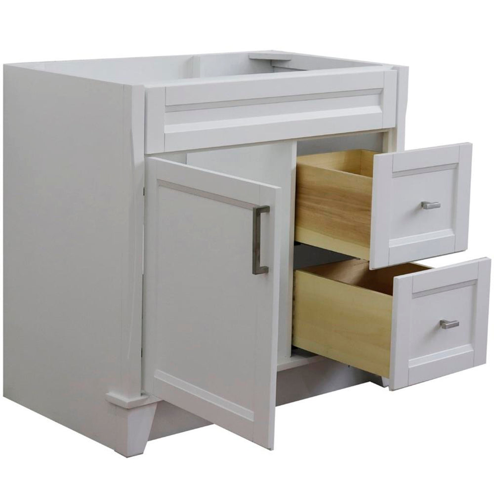Bellaterra Home, Terni 36" White Vanity, Door on Left, Cabinet Only, Cabinet Only (No Top)#top-options_cabinet-only-(no-top)-top