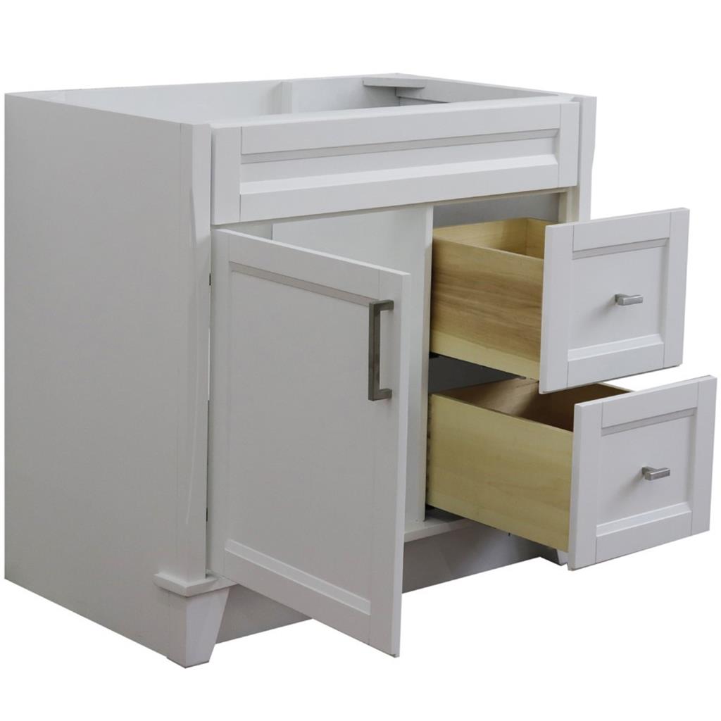 Bellaterra Home, Terni 36" White Vanity, Door on Left, Cabinet Only, Cabinet Only (No Top)#top-options_cabinet-only-(no-top)-top
