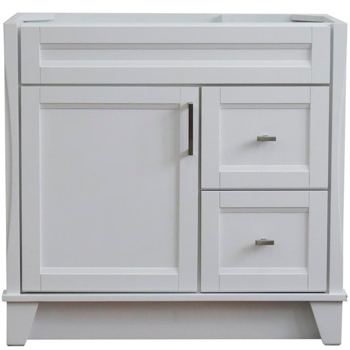 Bellaterra Home, Terni 36" White Vanity, Door on Left, Cabinet Only, Cabinet Only (No Top)#top-options_cabinet-only-(no-top)-top