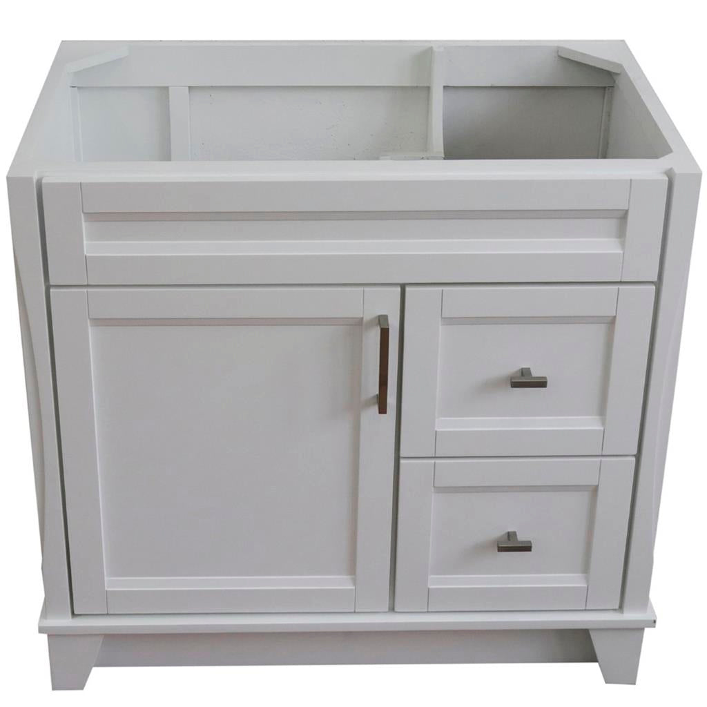 Bellaterra Home, Terni 36" White Vanity, Door on Left, Cabinet Only, Cabinet Only (No Top)#top-options_cabinet-only-(no-top)-top
