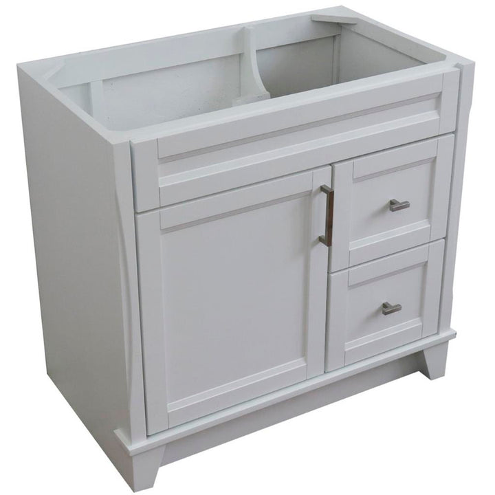 Bellaterra Home, Terni 36" White Vanity, Door on Left, Cabinet Only, Cabinet Only (No Top)#top-options_cabinet-only-(no-top)-top