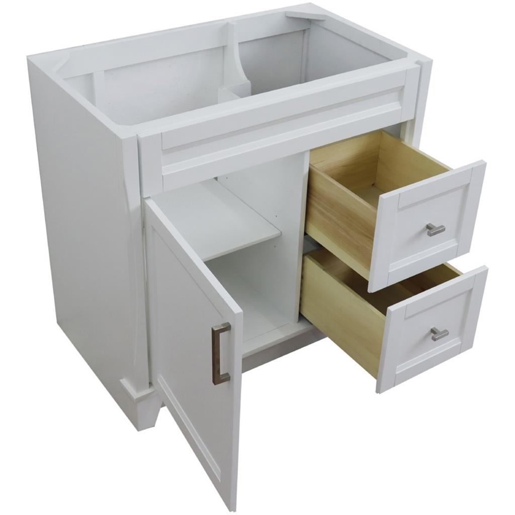 Bellaterra Home, Terni 36" White Vanity, Door on Left, Cabinet Only, Cabinet Only (No Top)#top-options_cabinet-only-(no-top)-top