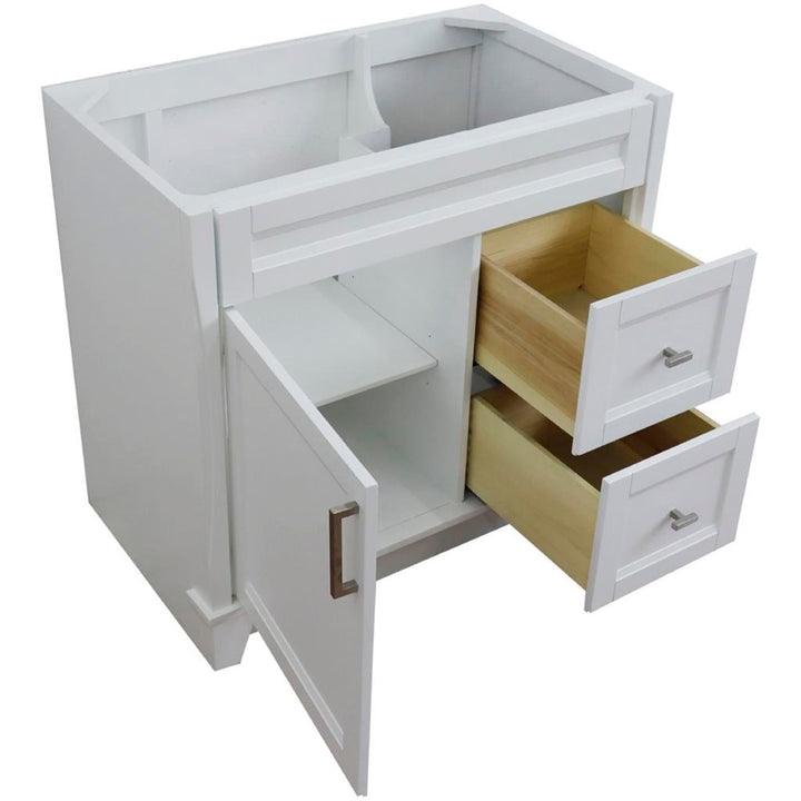 Bellaterra Home, Terni 36" White Vanity, Door on Left, Cabinet Only, Cabinet Only (No Top)#top-options_cabinet-only-(no-top)-top