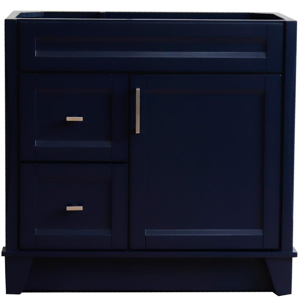 Bellaterra Home, Terni 36" Blue Vanity, Door on Right, Cabinet Only, Cabinet Only (No Top)#top-options_cabinet-only-(no-top)-top
