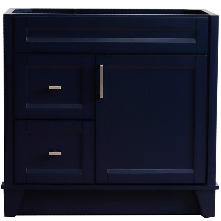 Bellaterra Home, Terni 36" Blue Vanity, Door on Right, Cabinet Only, Cabinet Only (No Top)#top-options_cabinet-only-(no-top)-top