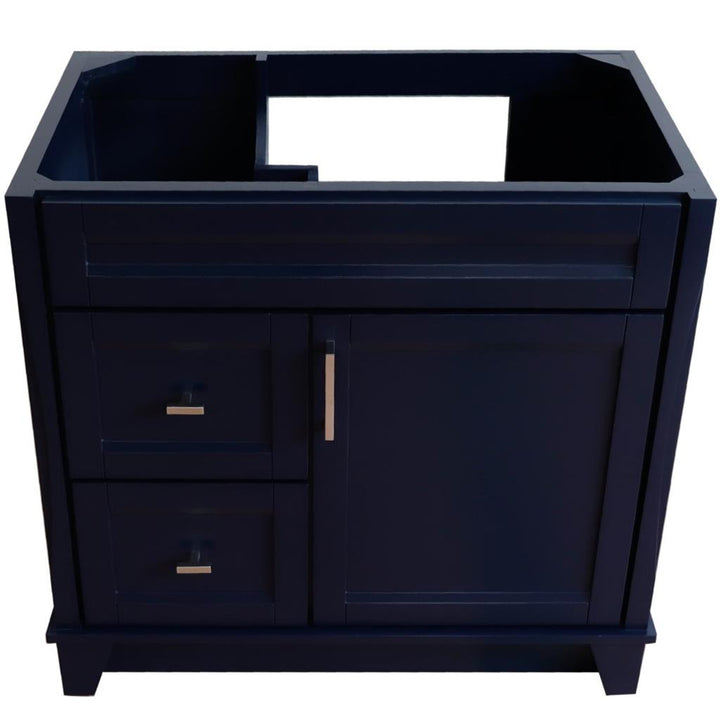 Bellaterra Home, Terni 36" Blue Vanity, Door on Right, Cabinet Only, Cabinet Only (No Top)#top-options_cabinet-only-(no-top)-top