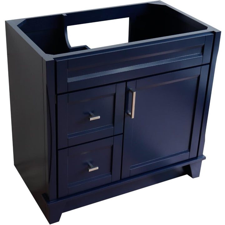 Bellaterra Home, Terni 36" Blue Vanity, Door on Right, Cabinet Only, Cabinet Only (No Top)#top-options_cabinet-only-(no-top)-top