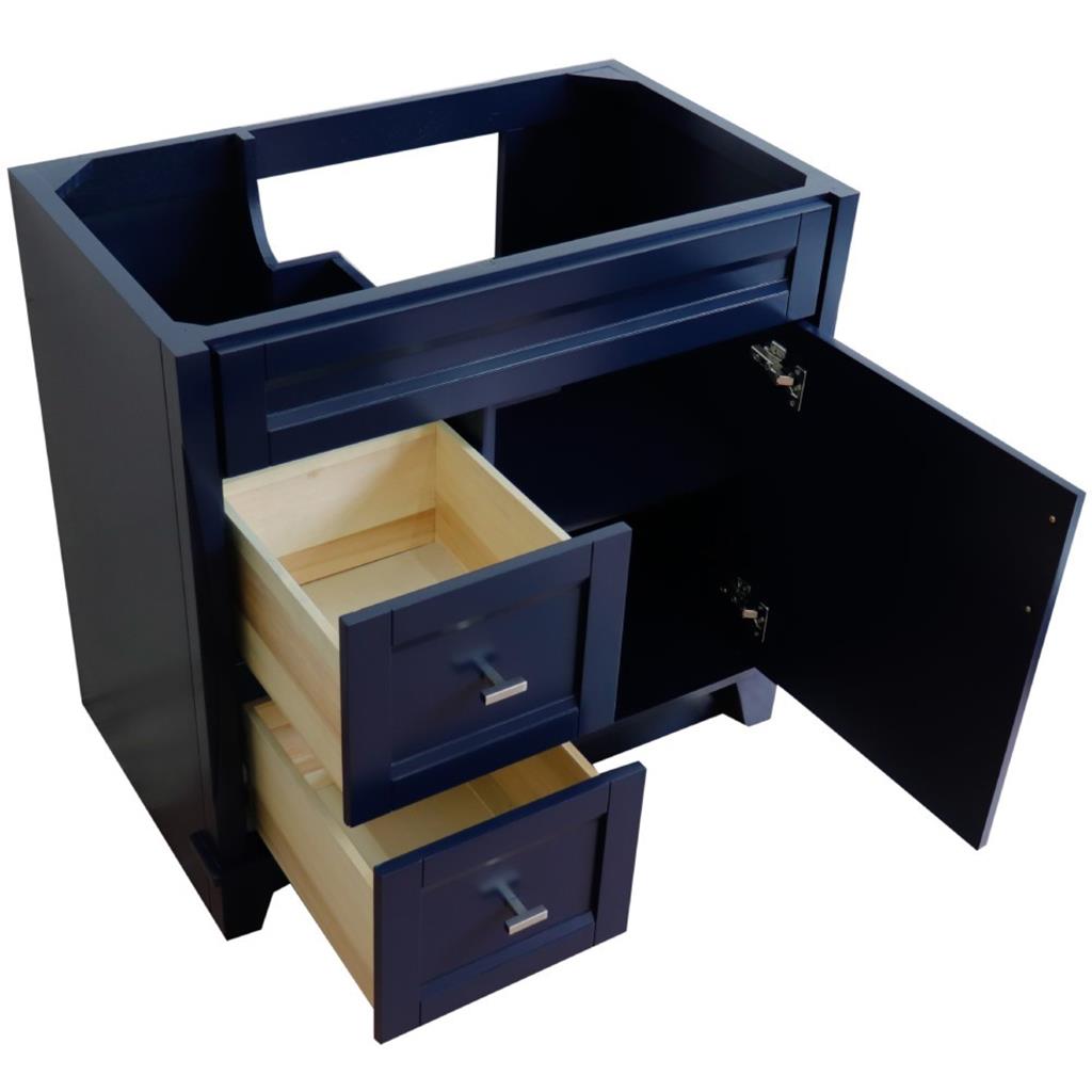 Bellaterra Home, Terni 36" Blue Vanity, Door on Right, Cabinet Only, Cabinet Only (No Top)#top-options_cabinet-only-(no-top)-top