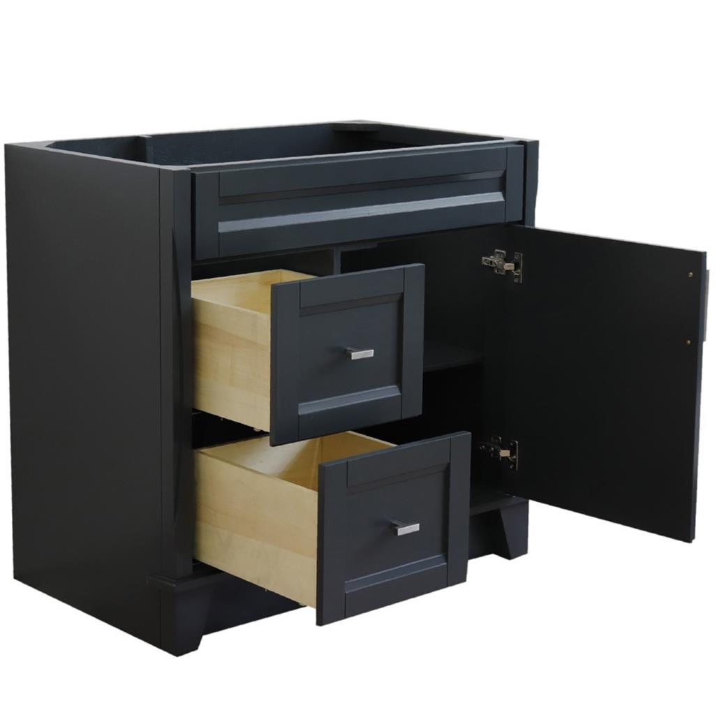 Bellaterra Home, Terni 36" Dark Gray Vanity, Door on Right, Cabinet Only, Cabinet Only (No Top)#top-options_cabinet-only-(no-top)-top