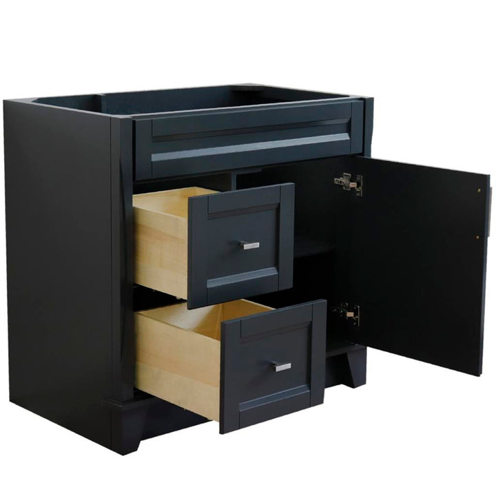 Bellaterra Home, Terni 36" Dark Gray Vanity, Door on Right, Cabinet Only, Cabinet Only (No Top)#top-options_cabinet-only-(no-top)-top