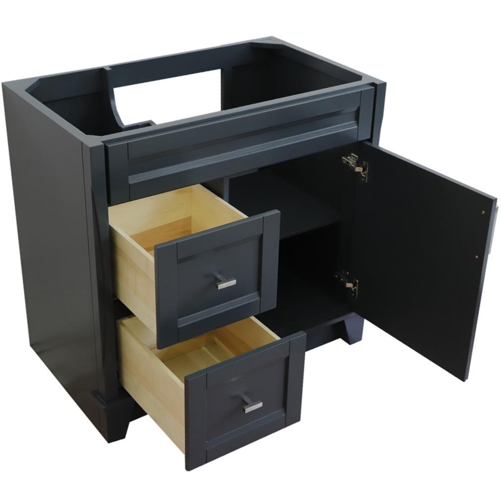 Bellaterra Home, Terni 36" Dark Gray Vanity, Door on Right, Cabinet Only, Cabinet Only (No Top)#top-options_cabinet-only-(no-top)-top