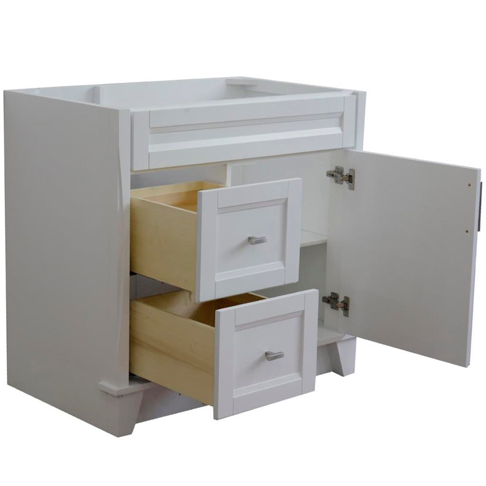 Bellaterra Home, Terni 36" White Vanity, Door on Right, Cabinet Only, Cabinet Only (No Top)#top-options_cabinet-only-(no-top)-top