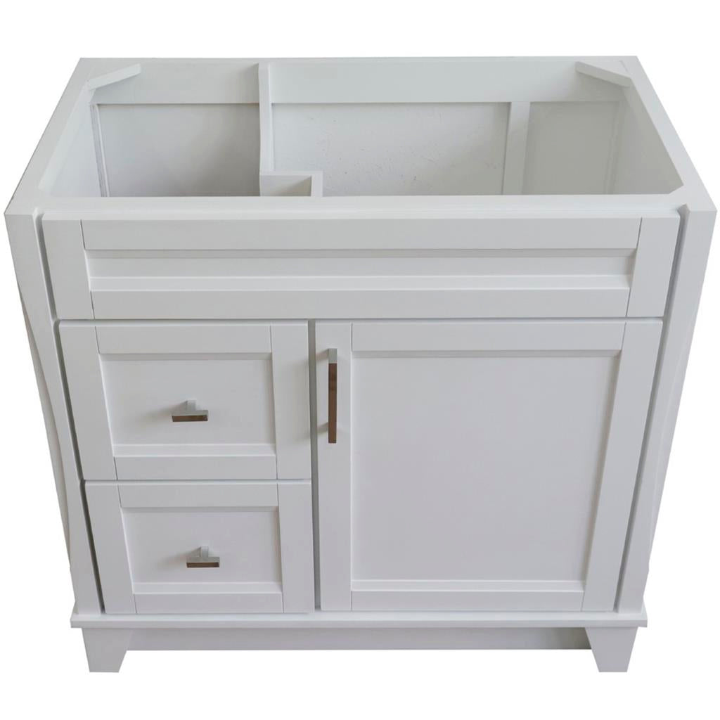 Bellaterra Home, Terni 36" White Vanity, Door on Right, Cabinet Only, Cabinet Only (No Top)#top-options_cabinet-only-(no-top)-top