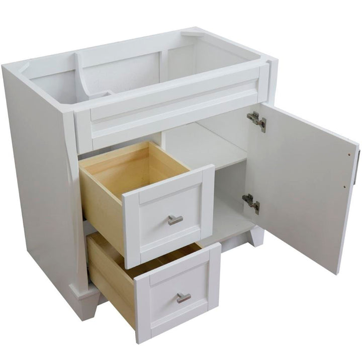 Bellaterra Home, Terni 36" White Vanity, Door on Right, Cabinet Only, Cabinet Only (No Top)#top-options_cabinet-only-(no-top)-top