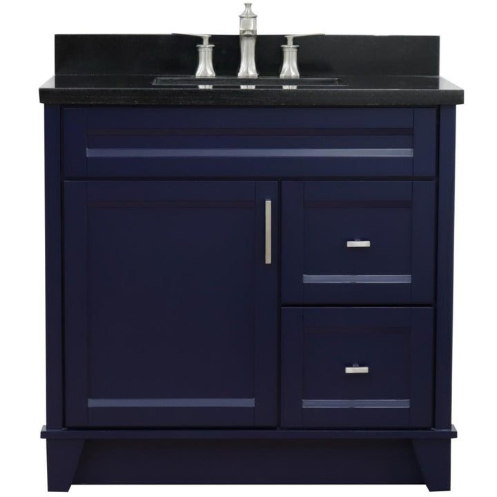 Bellaterra Home, Terni 37" Blue Vanity, Door on Left, Rectangle Sink on Center, Black Galaxy Granite#top-options_black-galaxy-granite-top