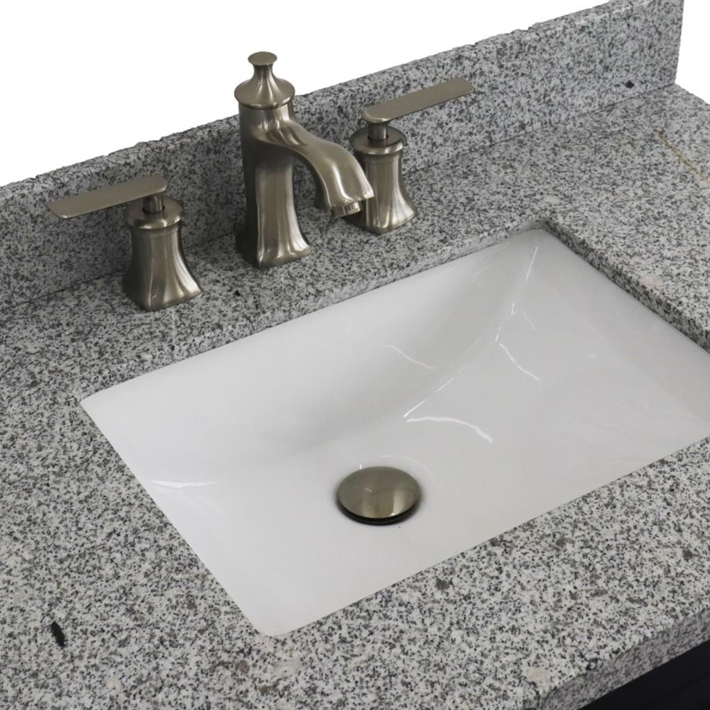 Bellaterra Home, Terni 37" Blue Vanity, Door on Left, Rectangle Sink on Center, Gray Granite#top-options_gray-granite-top