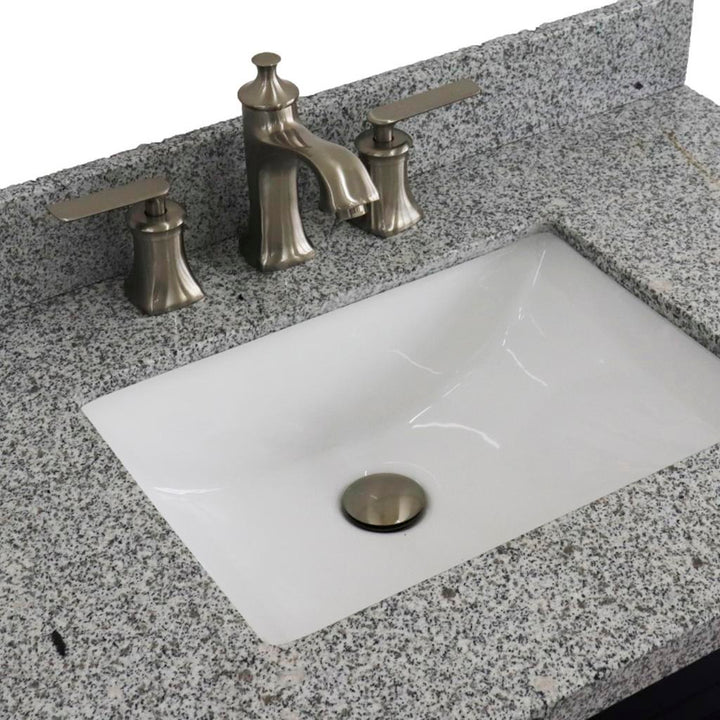 Bellaterra Home, Terni 37" Blue Vanity, Door on Left, Rectangle Sink on Center, Gray Granite#top-options_gray-granite-top