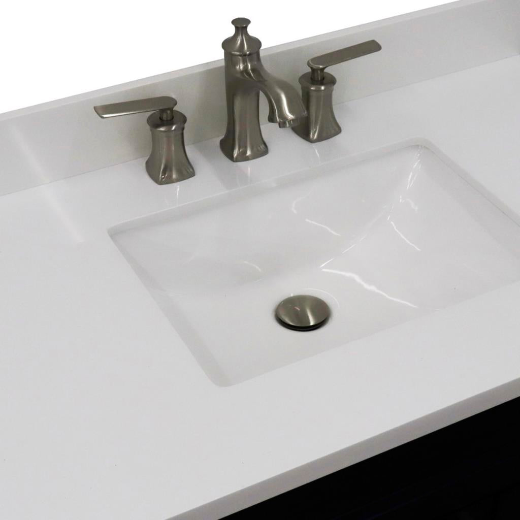 Bellaterra Home, Terni 37" Blue Vanity, Door on Left, Rectangle Sink on Center, White Quartz#top-options_white-quartz-top