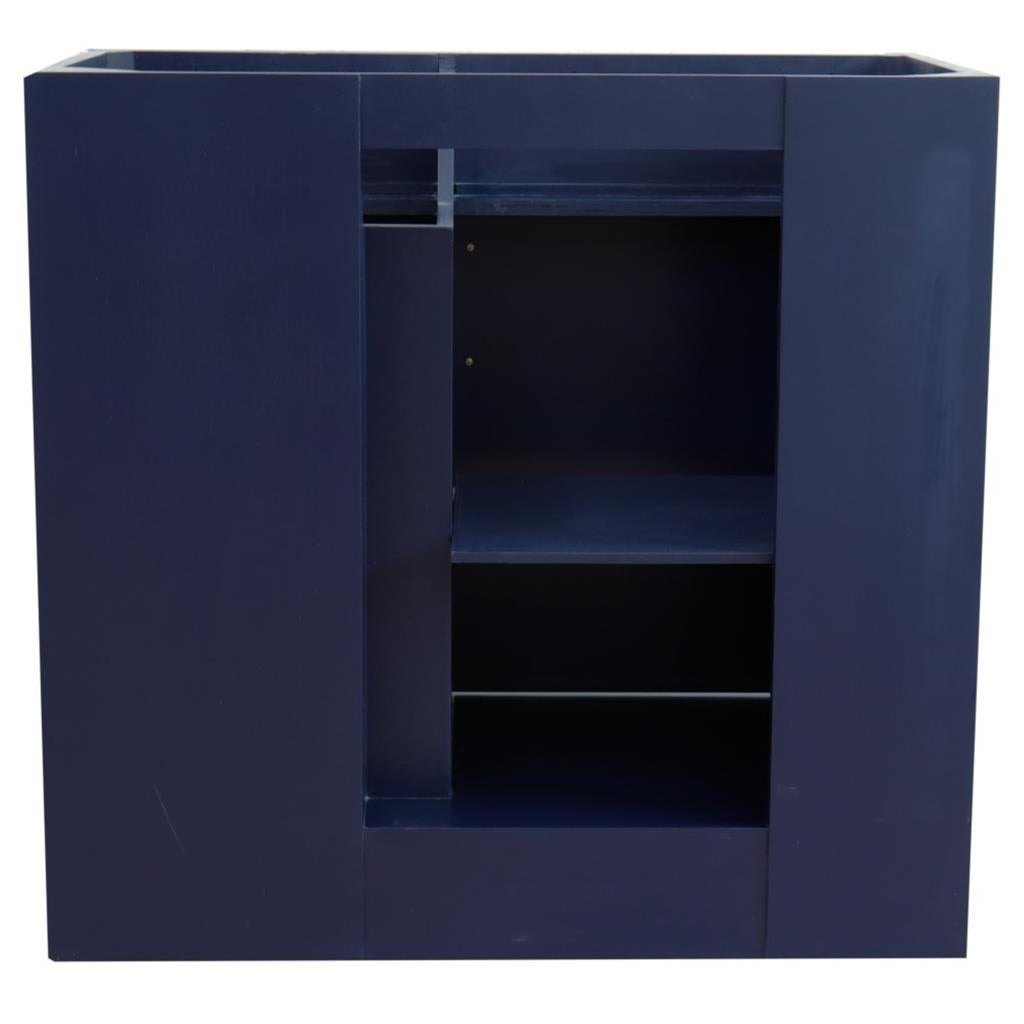 Bellaterra Home, Terni 37" Blue Vanity, Door on Left, Rectangle Sink on Center, White Quartz#top-options_white-quartz-top