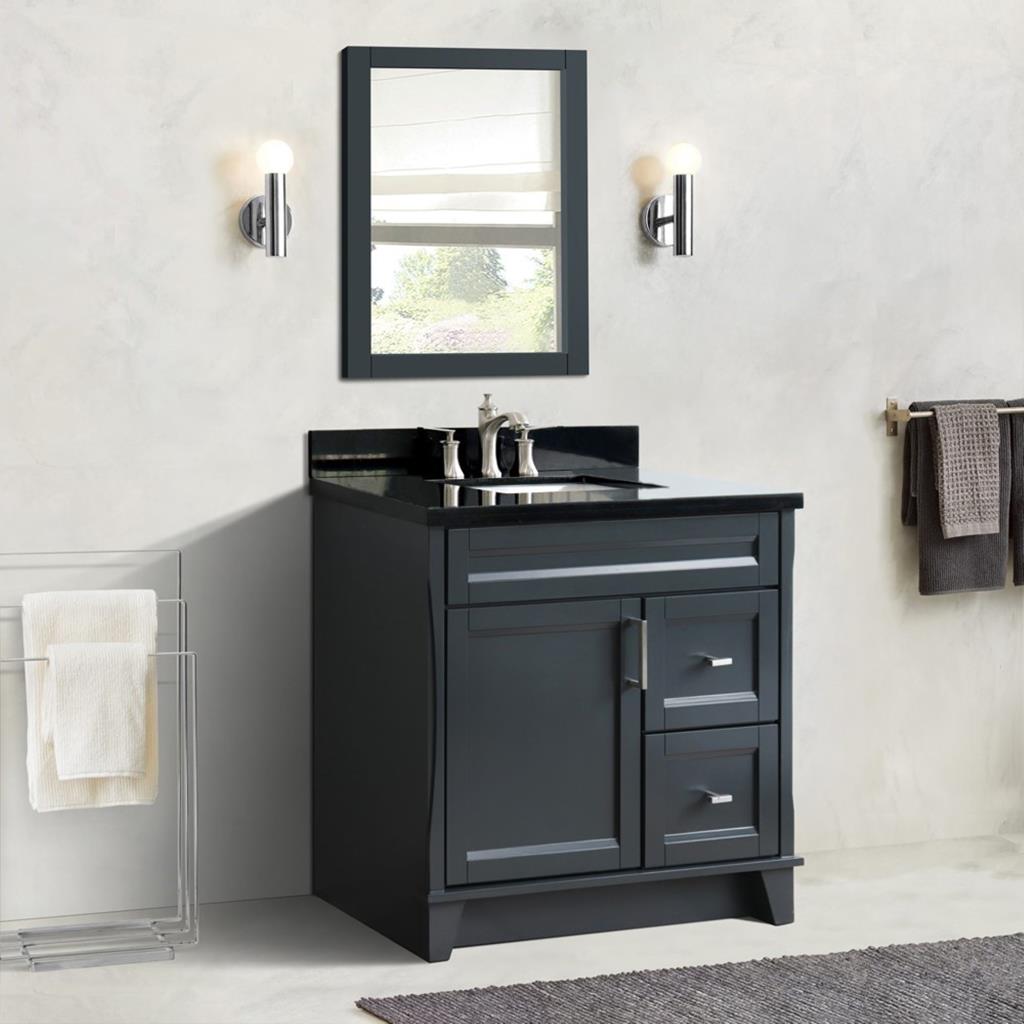 Bellaterra Home, Terni 37" Dark Gray Vanity, Door on Left, Rectangle Sink on Center, Black Galaxy Granite#top-options_black-galaxy-granite-top