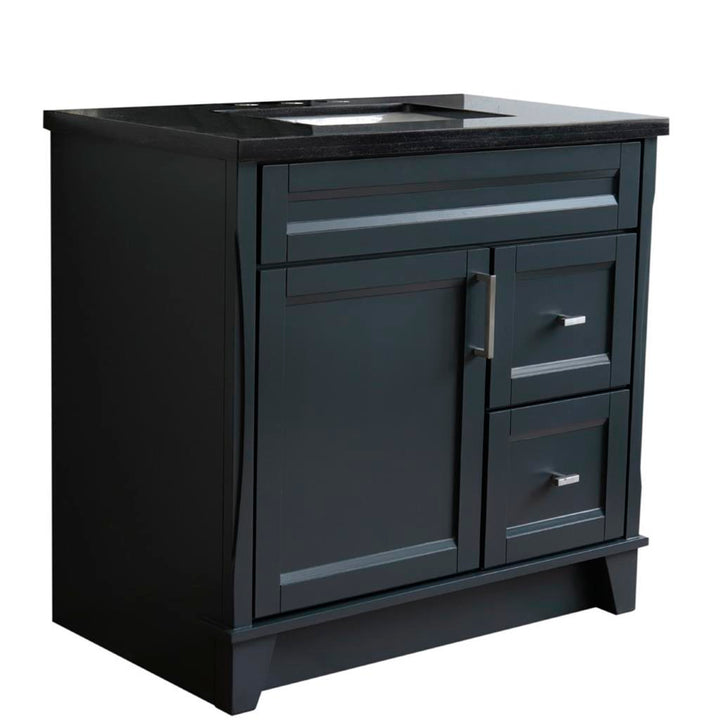 Bellaterra Home, Terni 37" Dark Gray Vanity, Door on Left, Rectangle Sink on Center, Black Galaxy Granite#top-options_black-galaxy-granite-top