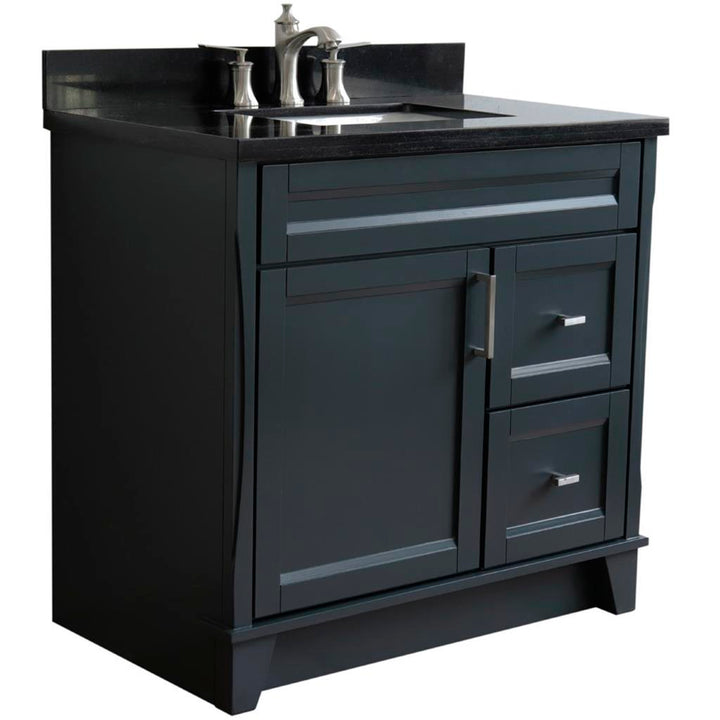 Bellaterra Home, Terni 37" Dark Gray Vanity, Door on Left, Rectangle Sink on Center, Black Galaxy Granite#top-options_black-galaxy-granite-top