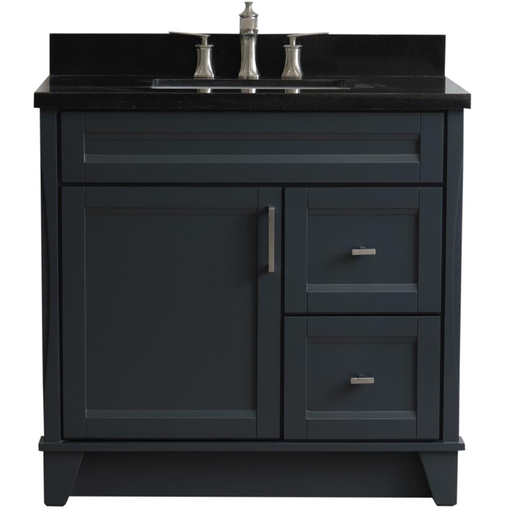 Bellaterra Home, Terni 37" Dark Gray Vanity, Door on Left, Rectangle Sink on Center, Black Galaxy Granite#top-options_black-galaxy-granite-top