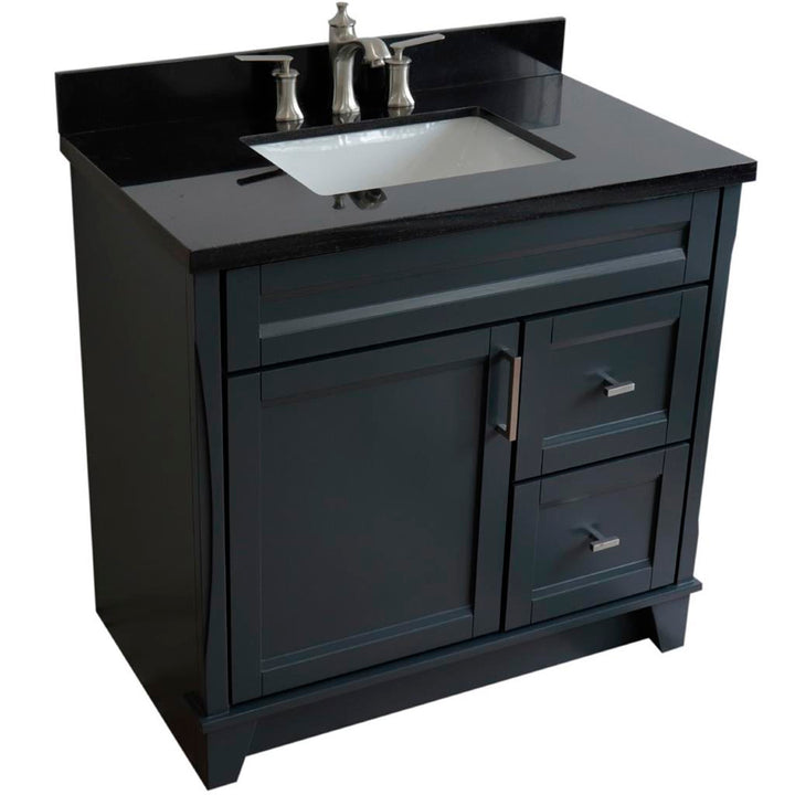 Bellaterra Home, Terni 37" Dark Gray Vanity, Door on Left, Rectangle Sink on Center, Black Galaxy Granite#top-options_black-galaxy-granite-top