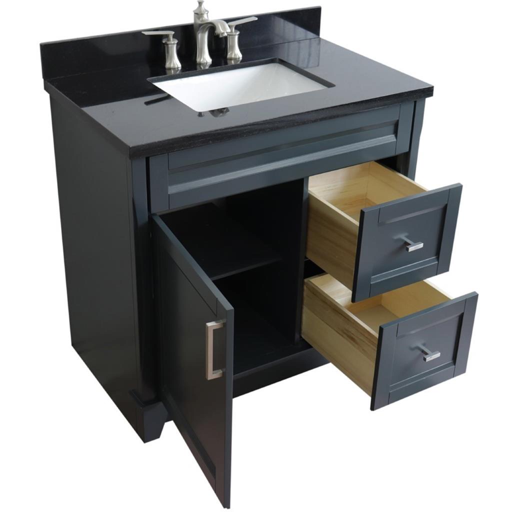 Bellaterra Home, Terni 37" Dark Gray Vanity, Door on Left, Rectangle Sink on Center, Black Galaxy Granite#top-options_black-galaxy-granite-top