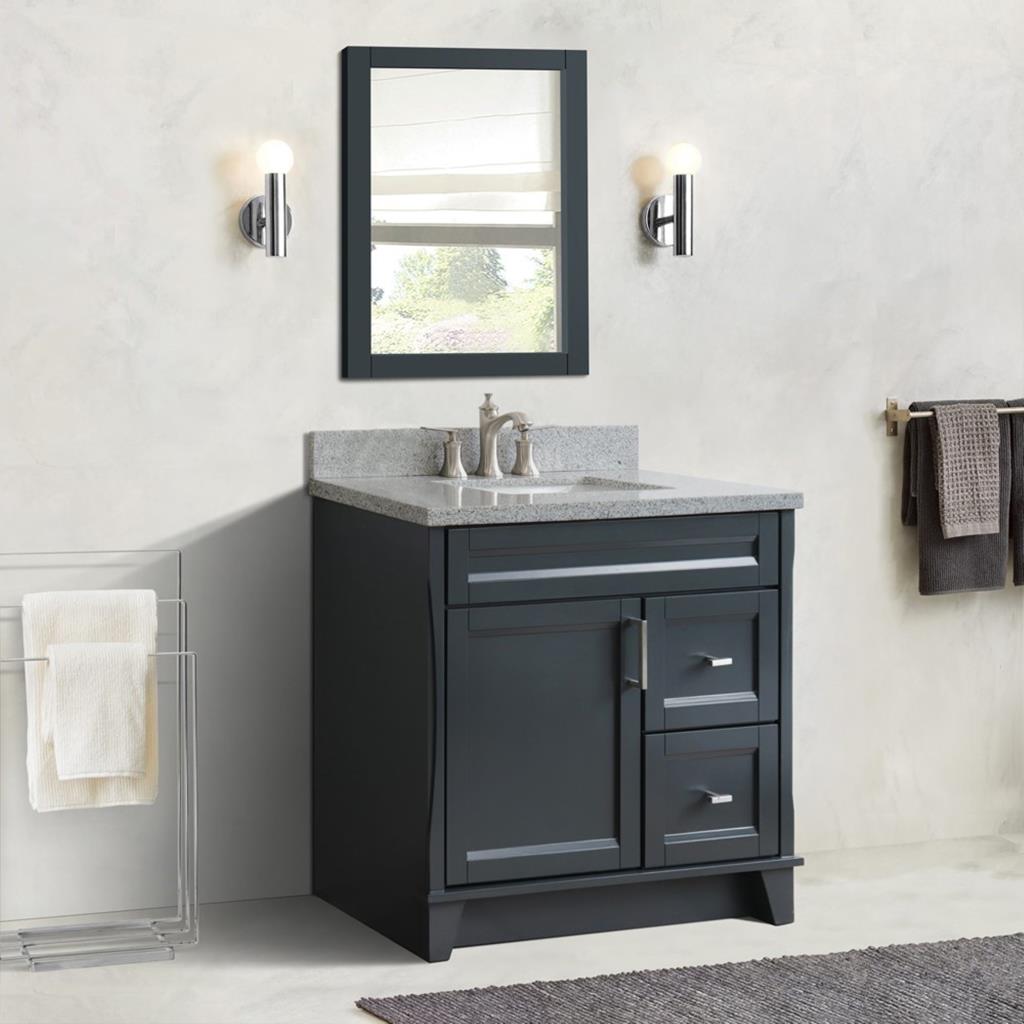 Bellaterra Home, Terni 37" Dark Gray Vanity, Door on Left, Rectangle Sink on Center, Gray Granite#top-options_gray-granite-top