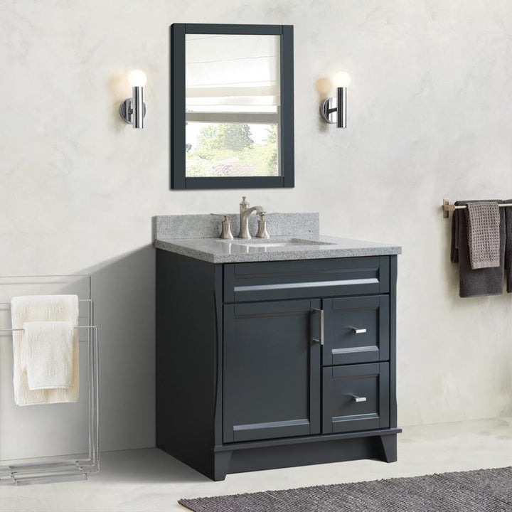 Bellaterra Home, Terni 37" Dark Gray Vanity, Door on Left, Rectangle Sink on Center, Gray Granite#top-options_gray-granite-top