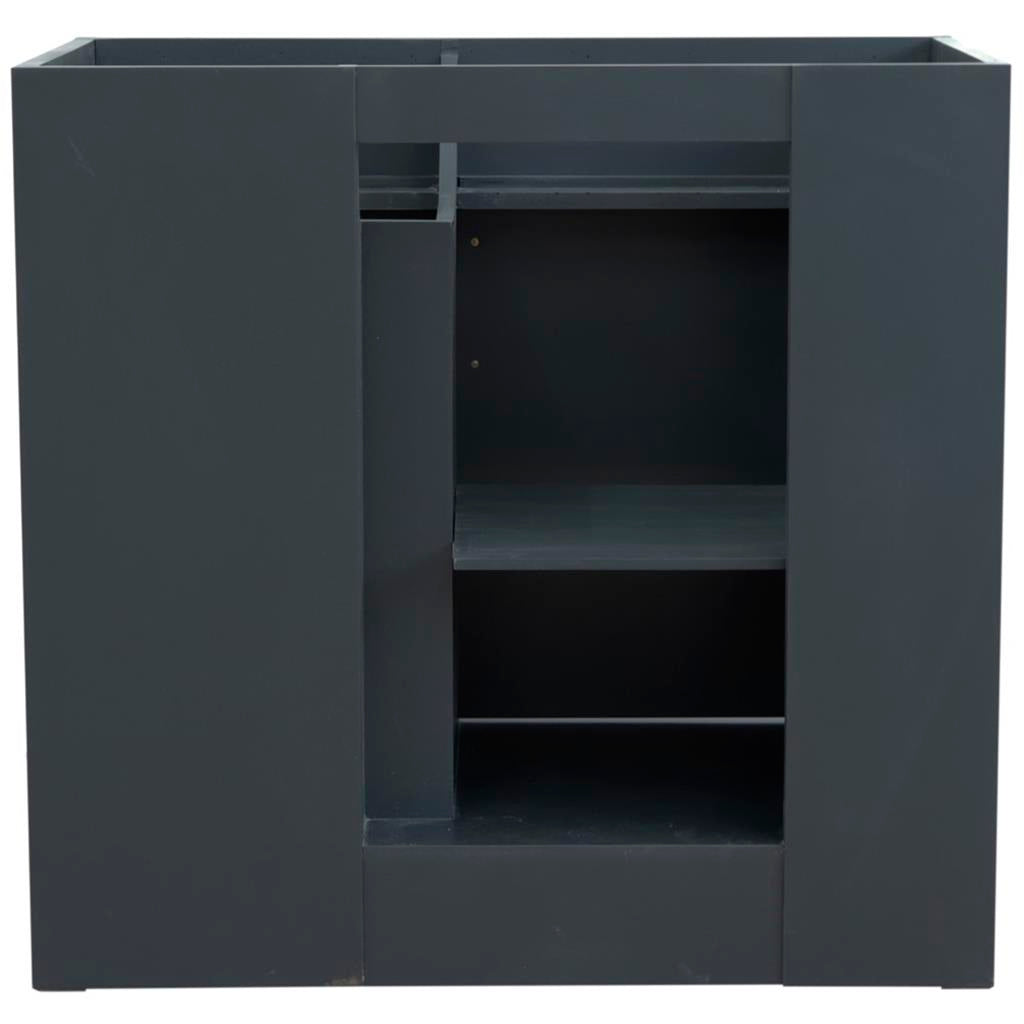 Bellaterra Home, Terni 37" Dark Gray Vanity, Door on Left, Rectangle Sink on Center, Gray Granite#top-options_gray-granite-top