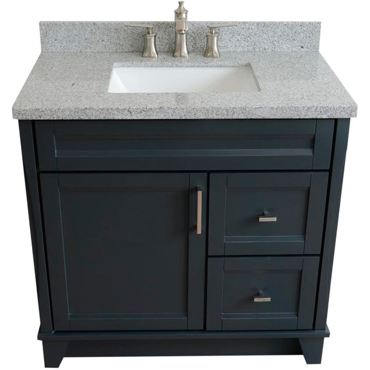 Bellaterra Home, Terni 37" Dark Gray Vanity, Door on Left, Rectangle Sink on Center, Gray Granite#top-options_gray-granite-top