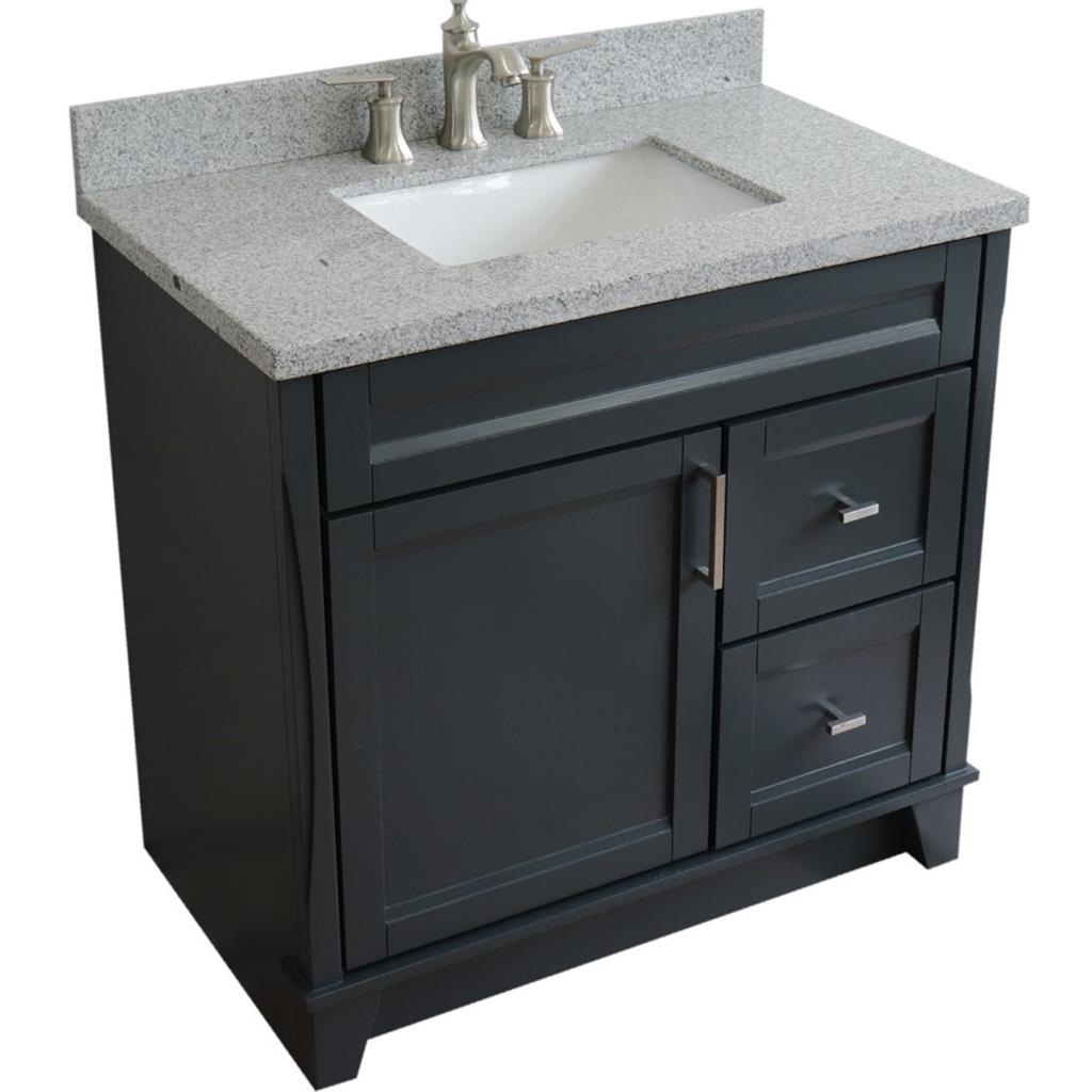 Bellaterra Home, Terni 37" Dark Gray Vanity, Door on Left, Rectangle Sink on Center, Gray Granite#top-options_gray-granite-top